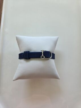 Navy Silicone Bracelet with Silver Buckle